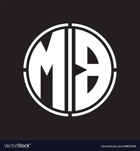 Mb Logo Initial With Circle Line Cut Design Vector Image