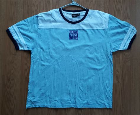 Clean Pussy Matters Novelty Mans Size Xl Shirt Blue Artwork Ebay