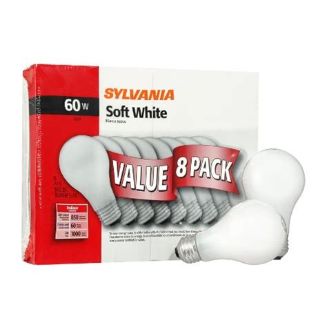 Sylvania 8 Pack 60 Watt A19 Medium Base Soft White Incandescent Light
