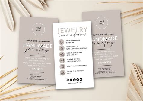 Editable Jewelry Care Card Template Printable Jewelry Care Etsy