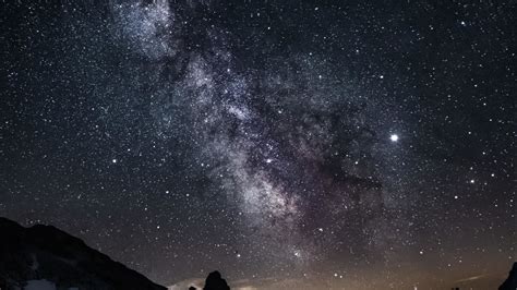 Download 1366x768 Wallpaper Valley Mountain Night Starry Sky Tablet