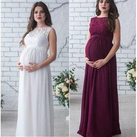 Maxi Maternity Gown Clothes For Photo Shoot Lace Long Maternity