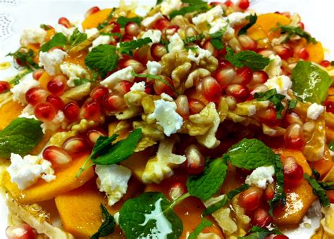Fall Fruit Salad Minted Persimmon With Pomegranate And Feta Cheese