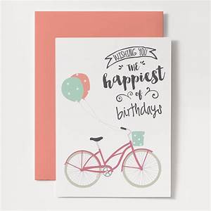 Printable Birthday Card Bicycle With Balloons