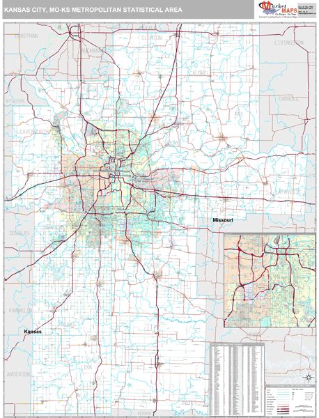 Kansas City Mo Metro Area Wall Map Premium Style By Marketmaps Mapsales