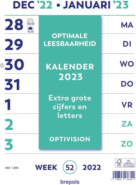 Brepols Optivision Kalender Nederlandstalig 2023 Officenl