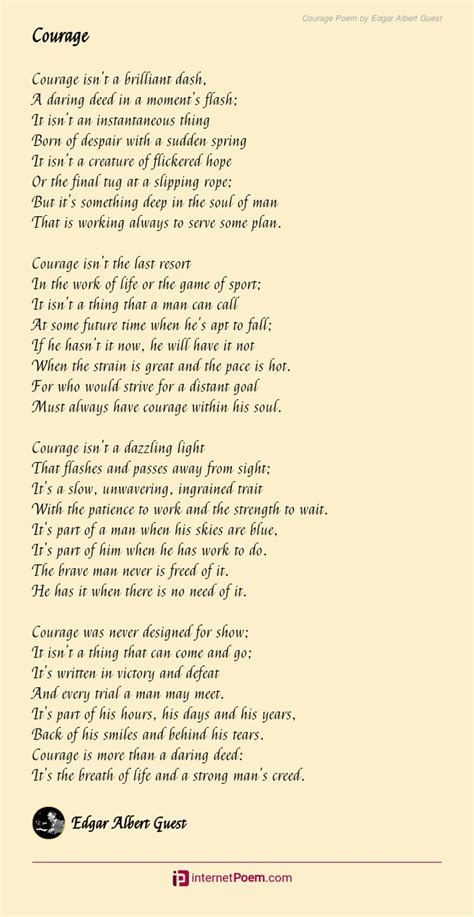 Courage Poem By Edgar Albert Guest Inspirational Poems Poems For
