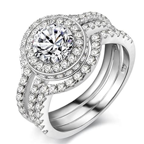 Newshe Engagement Wedding Ring Set For Women 925 Sterling Silver 3pcs