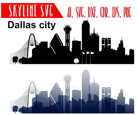 Dallas Vector Skyline Dallas Svg Silhouette Svg Dxf Eps Etsy