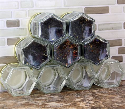 Galleon 24 Mini Hexagon Glass Jars 1 5oz Hex Jars 24 Pack For Spices Ts Party Favors
