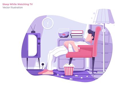 Sleeping Watching Tv Illustration Illustration Flat Design