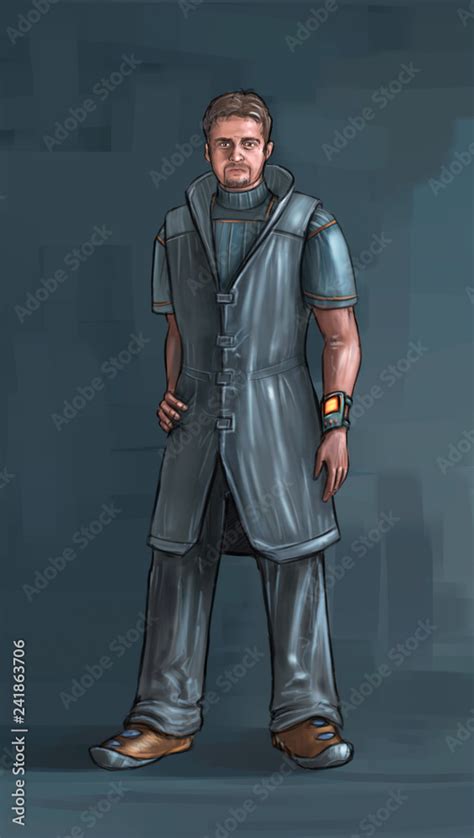Concept Art Digital Painting Or Illustration Of Man Character Wearing