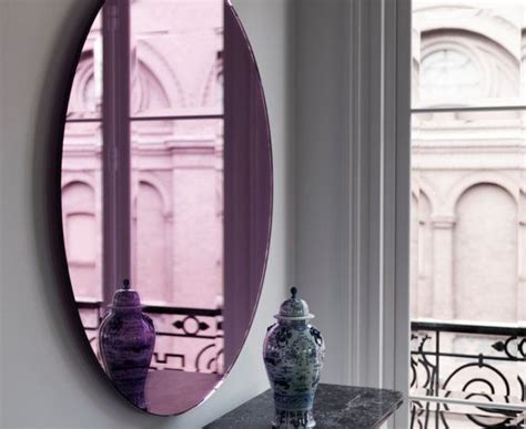 Art Deco Wall Mirror Round Pink Glass Mirror Art Deco Inspired Hanging Wall Mirror Pink