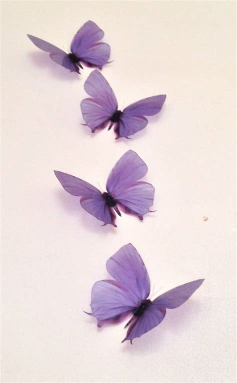 4 Lilac Lavender In Flight Butterflies Wall Mounted Art Butterfly