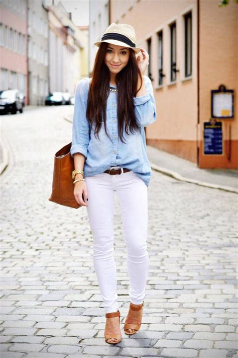 20 Stylish Outfit Ideas With Denim Shirt Style Motivation Casual Work Outfits Fashion Chic