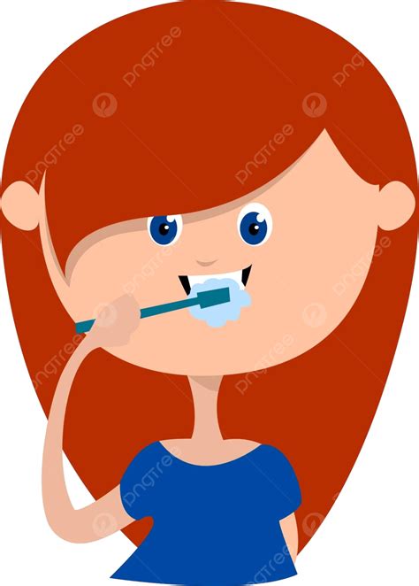 Illustration Of A Girl Brushing Her Teeth On A White Background In