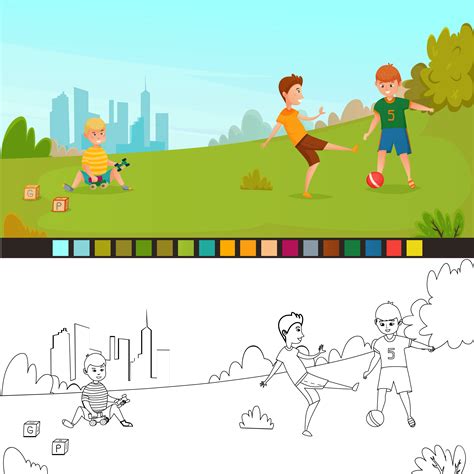 Coloring Page Kids Composition 480853 Vector Art At Vecteezy