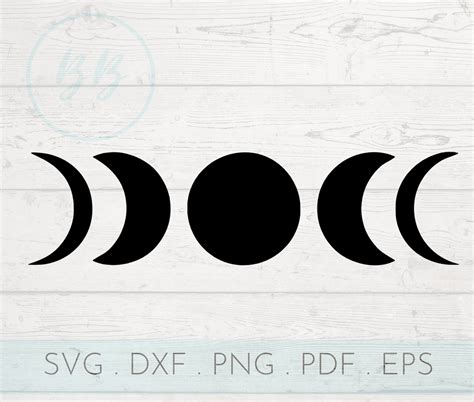 Moon Phase Svg Dxf Png Cut Files Full Lunar Cycle Files For Etsy All
