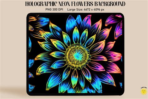 Holographic Neon Sunflowers Graphic By Lazy Sun · Creative Fabrica