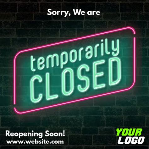 sorry we are temporarily closed neon sign vid template postermywall