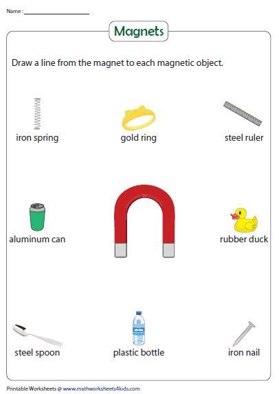 Identify The Magnetic Objects Science Worksheets Magnets Science Videos