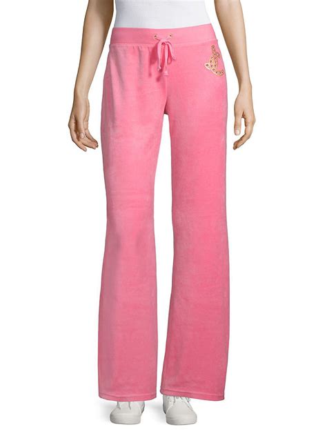 Juicy Couture Wide Leg Velour Track Pants In Pink Lyst