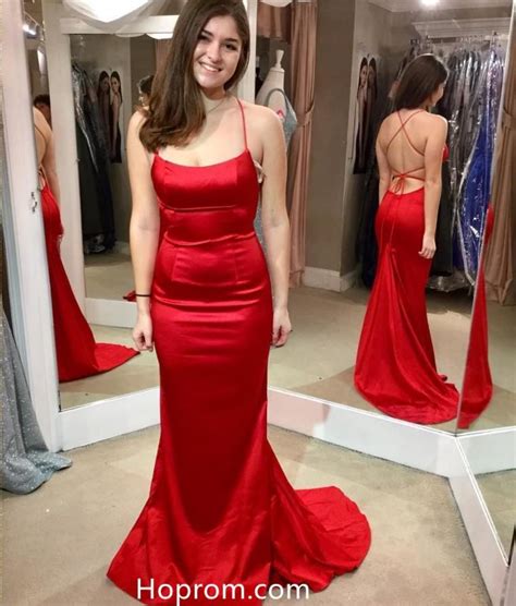 Hot Red Spaghetti Straps Prom Dress With Open Back Best Prom Dresses Red Prom Dress Dresses
