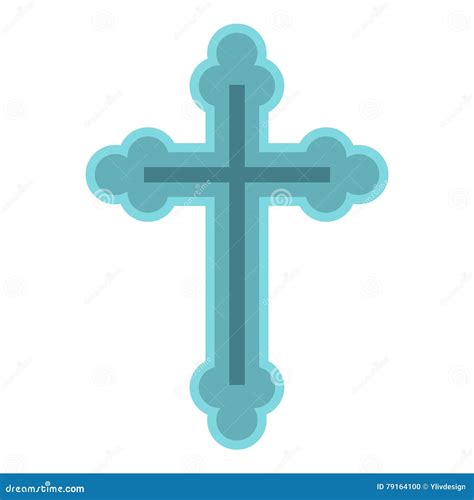 Christian Cross Icon Flat Style Stock Vector Illustration Of Flower