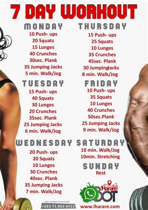 7 Day Exercise Program To Stay Fit And Healthy During The Lockdown One Week Workout 7 Day