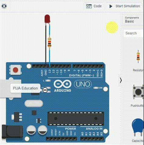 Code Blocks For Led Blinking Using Arduino In Tinkercad Pija Education