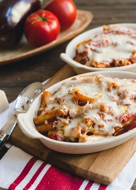 baked ziti with roasted eggplant and peppers kitchen confidante