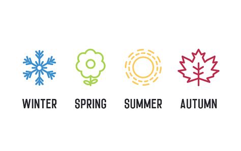 Four Seasons Icon Set 4 Vector Graphic Element Illustrations