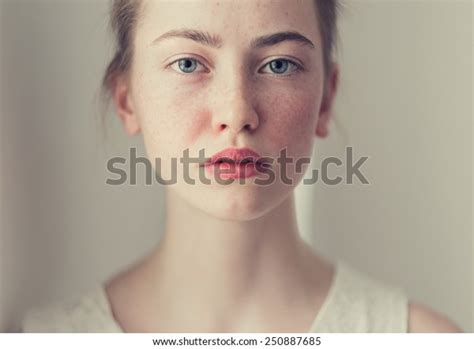 Face Beautiful Girl Freckles Closeup Stock Photo Edit Now 250887685