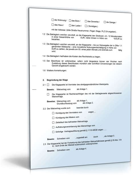 Rechtssichere vorlage für eine dritte bzw. Räumungsklage Mieter | Vorlage zum Download