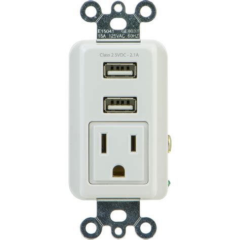 Receptacle In Wall 1 Outlet 2 Usb Ports 21a 17833
