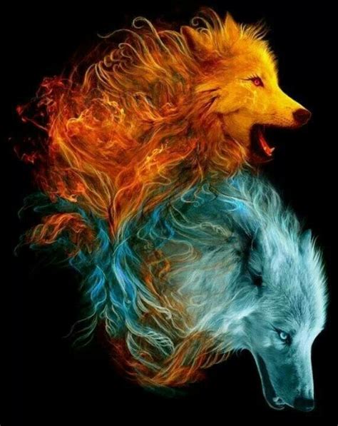 Fire And Ice Wolf Spirit Wolf Art Fantasy Wolf
