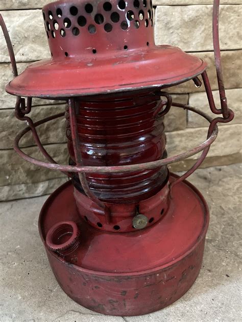 antique handlan red railroad lantern st louis lg co vintage light for sale