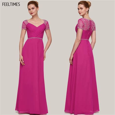 Sheath Column V Neck Short Sleeve Long Floor Length Chiffon Evening Dress With Waistband Beading