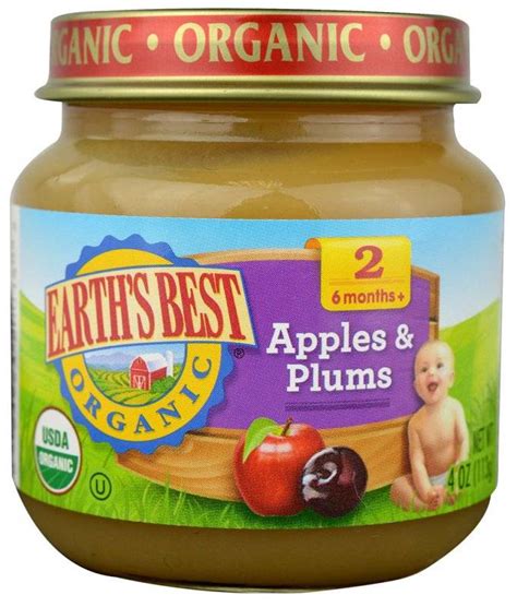 Earths Best Baby Foods Organic Apples And Plums 4 Oz 12 Pack