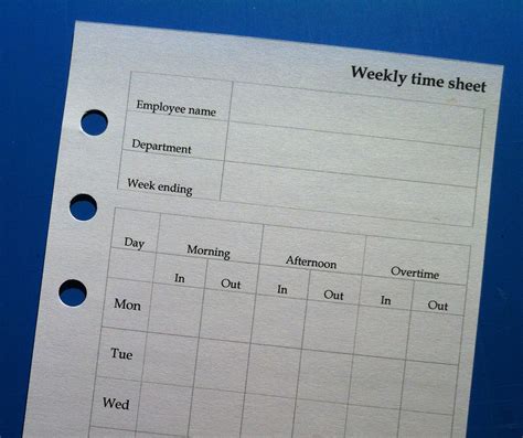 My Life All In One Place Weekly Time Sheet To Print For Your Filofax