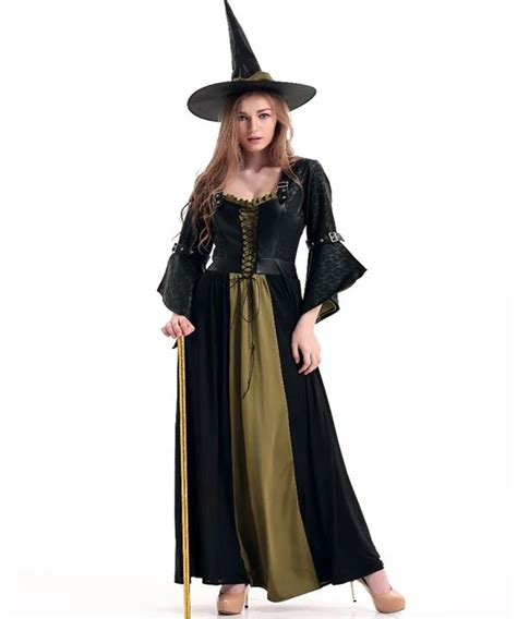 Fascinating New Halloween Witch Costume Adult Black Corset Vest And Fancy Dress Sorceress