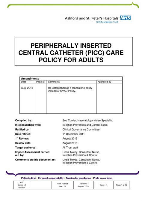 PDF PERIPHERALLY INSERTED CENTRAL CATHETER PICC CARE PDF