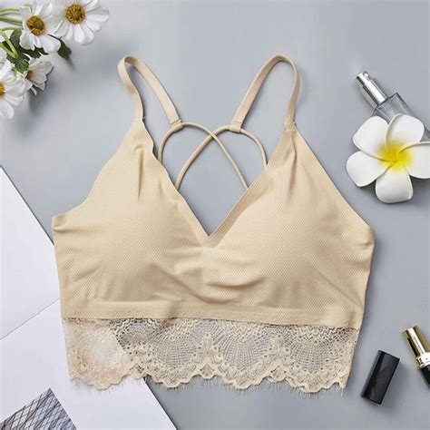 women s sexy solid color cross straps bras beauty back lace breathable tube tops sporty fitness
