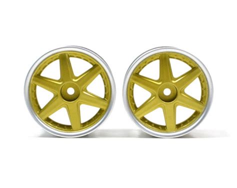 6 Spoke Wheel Set 2pcs Chrome For 110 Rc Car 6mm Offset Gold