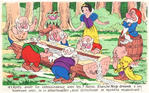 Snow White And The Seven Dwarfs Vintage French Walt Disney Postcard