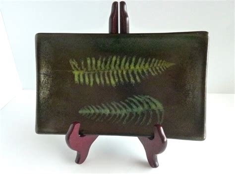 Irridescent Black Fossil Vitra Fern Fused Glass Plate By Etsy