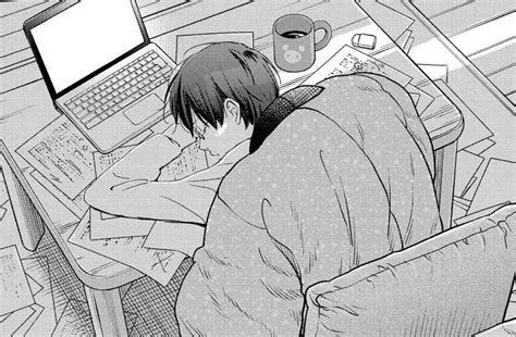Tired Anime Boy Studying Wallpaper Anime