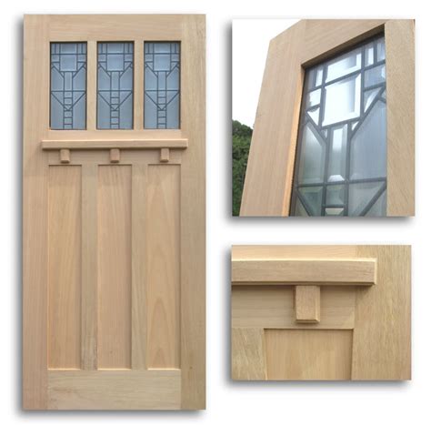 Craftsman Style Oak Exterior Door 36 X 80 3 Toplites Slab Only