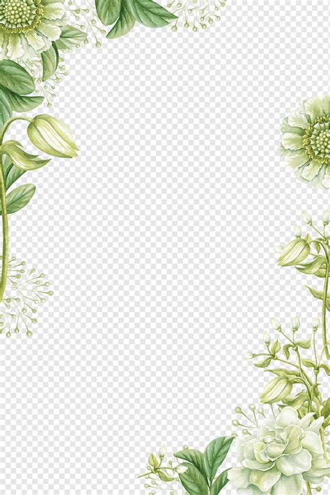 Flower Borders Flowers Green Leaves Frame Png Pngwing