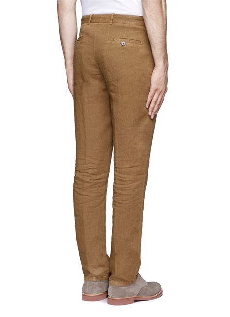 Lyst Armani Linen Pants In Brown For Men